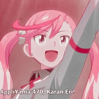 🌸 Eri Karan AppliYama 470, Karan Eri! anime, character, pink hair, girl, cartoon telegram sticker
