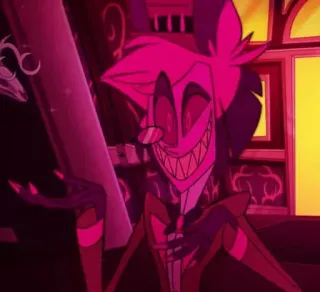 🍾 Alastor Hazbin Hotel alastor, hazbin hotel, demon, uśmiechnięty, czerwony, kreskówka telegram sticker