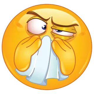 😪 sick, illness, emoji, cold, flu, sneeze, tissue telegram sticker