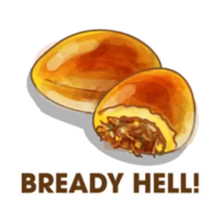 🙄 BREADY HELL! pane, cibo, prodotti da forno, pasticceria, dolce whatsapp sticker