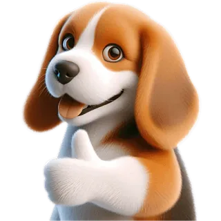 👍 dog, beagle, animal, cartoon, thumbs up, positive, cute telegram sticker