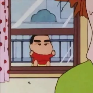 😒 Shin-chan Crayon Shin-chan anime, cartone animato, finestra, Shin-chan telegram sticker