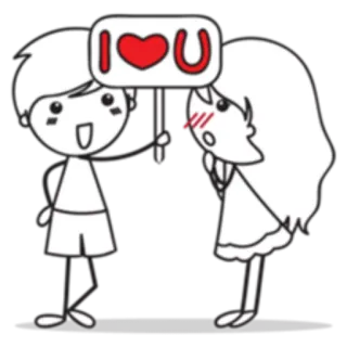 😍 I ❤️ U cinta, hati, pasangan, kartun, romantis whatsapp sticker