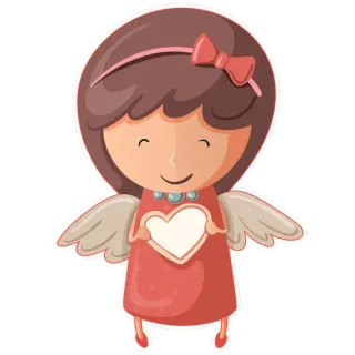 👈 天使, 漫画, かわいい, 女の子, ハート, 翼 telegram sticker