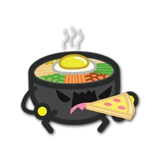🍕 食物, 动画, 可爱, 饥饿, 披萨, 怪物, 碗, 卡通 telegram sticker