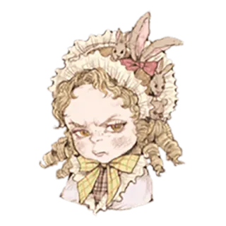 😠 女の子, うさぎ, 怒り, ポートレート, かわいい, ドレス, アートワーク telegram sticker