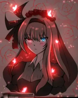 ✨ アニメ, 女の子, メイド, 可愛い, キラキラ, 蝶, 漫画, かわいい telegram sticker