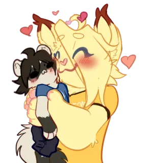 ❤️ furry, hug, love, cartoon, cute telegram sticker