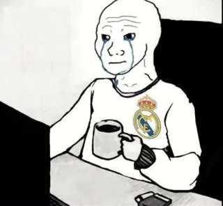 ❇️ Wojak Meme, Wojak, triste, piangendo, Real Madrid, calcio, calcio telegram sticker