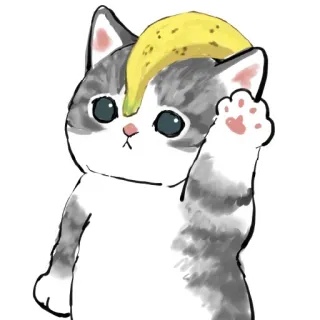 🍌 gato, plátano, animal, lindo, pegatina, dibujo animado whatsapp sticker