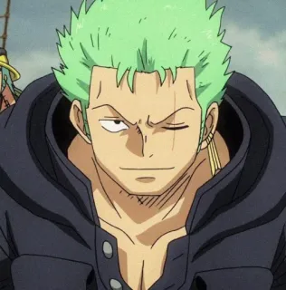 ☘ Zoro One Piece Аниме, Мечник, Пират, зеленые волосы, Ророноа Зоро telegram sticker