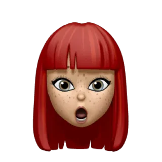 😦 Memoji, Emoji, Ritratto, capelli rossi, sorpreso telegram sticker