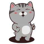 🥳 猫, 动物, 卡通, 快乐, 灰色 telegram sticker