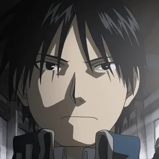 💙 Roy Mustang Fullmetal Alchemist Roy Mustang, Fullmetal Alchemist, anime, manga, smirk, expression, fictional character telegram sticker
