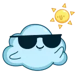 😎 เมฆ, พระอาทิตย์, แว่นกันแดด, สภาพอากาศ, น่ารัก, การ์ตูน telegram sticker