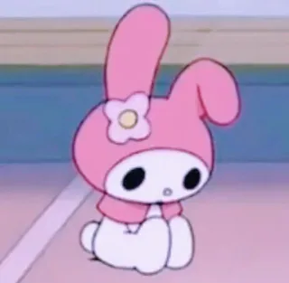 😔 My Melody 만화, 산리오, 귀여운, 카와이, 분홍색, 토끼, 마이멜로디 telegram sticker