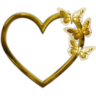 ⚫ hart, vlinder, goud, liefde, decoratie telegram sticker