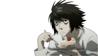 😌 L Lawliet Death Note Аниме, Death Note, L Lawliet, Персонаж, Торт, Десерт telegram sticker