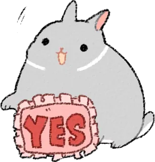 ⭕ YES ja, bestätigend, zustimmung, hase, süß, tier telegram sticker