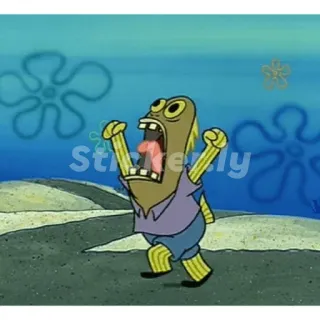 🟨 spongebob, fish, cartoon, angry telegram sticker