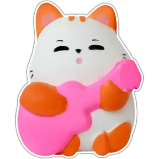 🐈 gatto, gattino, chitarra, musica, animale, carino, adesivo whatsapp sticker