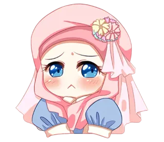 😞 Chibi, Anime, Hiyab, Lindo, Dibujos animados, Chica whatsapp sticker