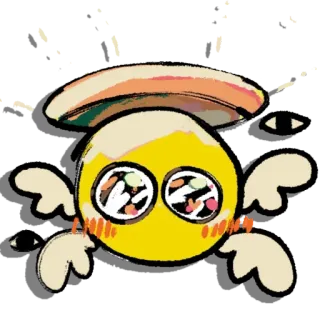 😇 lindo, amarillo, kawaii, ojos, emoji, ángel telegram sticker
