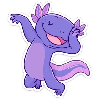 ☺️ Axolotl, Tanzen, Sticker, Cartoon, Lila, Süß telegram sticker