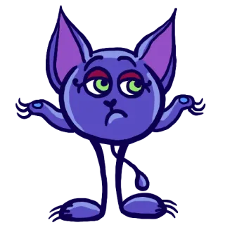 🤔 gato, animal, fofo, desenho animado, roxo, expressão, dando de ombros telegram sticker