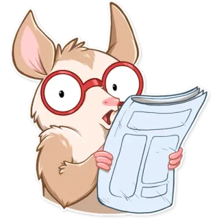 🤓 chuột, đọc sách, báo, kính, ngạc nhiên, hoạt hình, nhãn dán telegram sticker