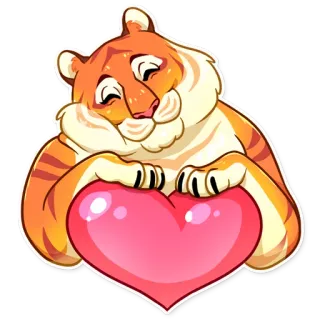 ❤️ tigre, animal, coeur, amour, autocollant, mignon telegram sticker