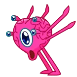๐ฒ brain, monster, eyes, pink, cartoon, creature telegram sticker