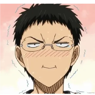 🎭 Anime, Engraçado, Óculos, Suor, Envergonhado telegram sticker