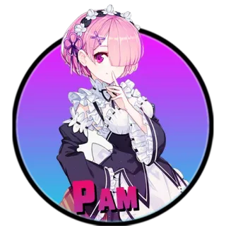 ❤️ Ram PAM Anime, Mädchen, Maid, Pinke Haare, Süß, Cartoon whatsapp sticker