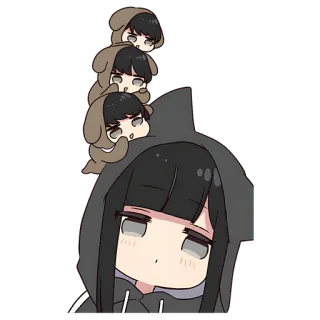 😊 Anime, Dziewczyna, Bluza z kapturem, Uroczy, Smutny whatsapp sticker