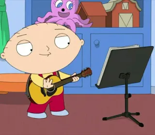 🧸 Stewie Griffin Family Guy Stewie Griffin, Family Guy, cartoon, guitar, music telegram sticker