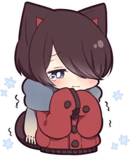 ❄ Anime, Kawaii, Niedlich, Traurig, Winter, Chibi whatsapp sticker