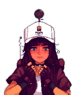 😡 Anime, Carino, Ragazza, Pixel art, Arrossire, Cappello, Guanti telegram sticker