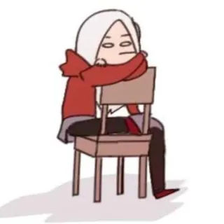 ℹ️ Kartun, Ilustrasi, Sedih, Bosan, Kursi, Duduk, Lelah telegram sticker