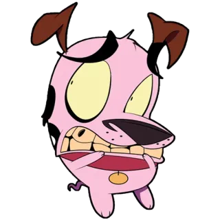 👻 Courage Courage the Cowardly Dog chien, dessin animé, effrayé, rose, courage telegram sticker