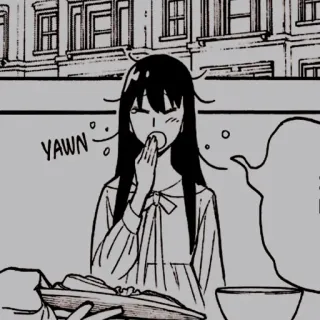 🥜 YAWN ziewanie, zmęczony, śpiący, manga, dziewczyna, kreskówka telegram sticker