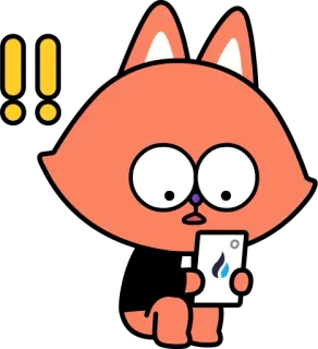 😱 zorro, animal, dibujo animado, lindo, alerta, teléfono, mirando telegram sticker