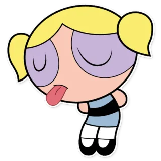 😋 Bubbles The Powerpuff Girls cartone animato, ragazza, lingua, carino, bionda telegram sticker