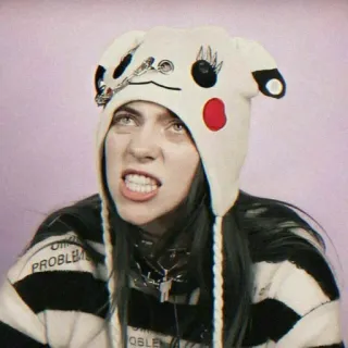 😡 Billie Eilish คนดัง, นักร้อง, หมวก, ป๊อปสตาร์ telegram sticker