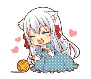 🤗 Anime, Catgirl, Kawaii, Chibi, Garn, Süß telegram sticker