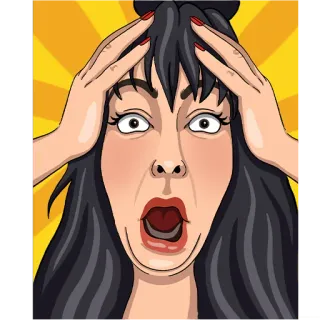 🤯 мультфильм, женщина, в шоке, страх, в стрессе, удивлена telegram sticker