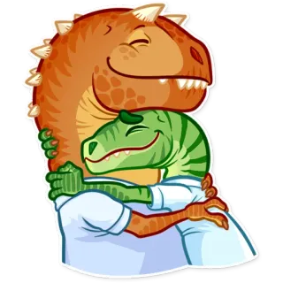 🤗 dinosaur, hug, cartoon, affection, friendship telegram sticker
