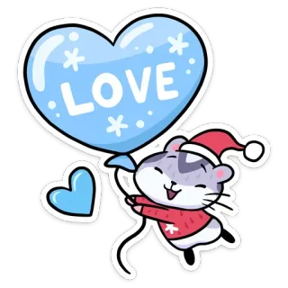 ❤️ LOVE รัก, หัวใจ, หนู, การ์ตูน, น่ารัก, คริสต์มาส, วันหยุด telegram sticker