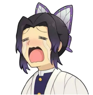 😭 Shinobu Kocho Demon Slayer Anime, Demon Slayer, pleurs, Shinobu Kocho telegram sticker