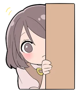👀 动漫, 卡通, 女孩, 隐藏, 偷看, 可爱, 害羞 telegram sticker